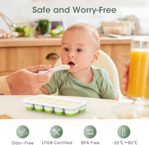 Ice Cube Tray with Lid and Bin - 4 Pack Silicone Plastic Ice Cube Trays