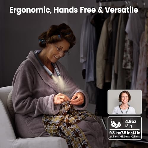 Glocusent Book Light - 3-Color & 6-Brightness Adjustable, Bendable Neck Light, 80-Hour Rechargeable Reading Lamp