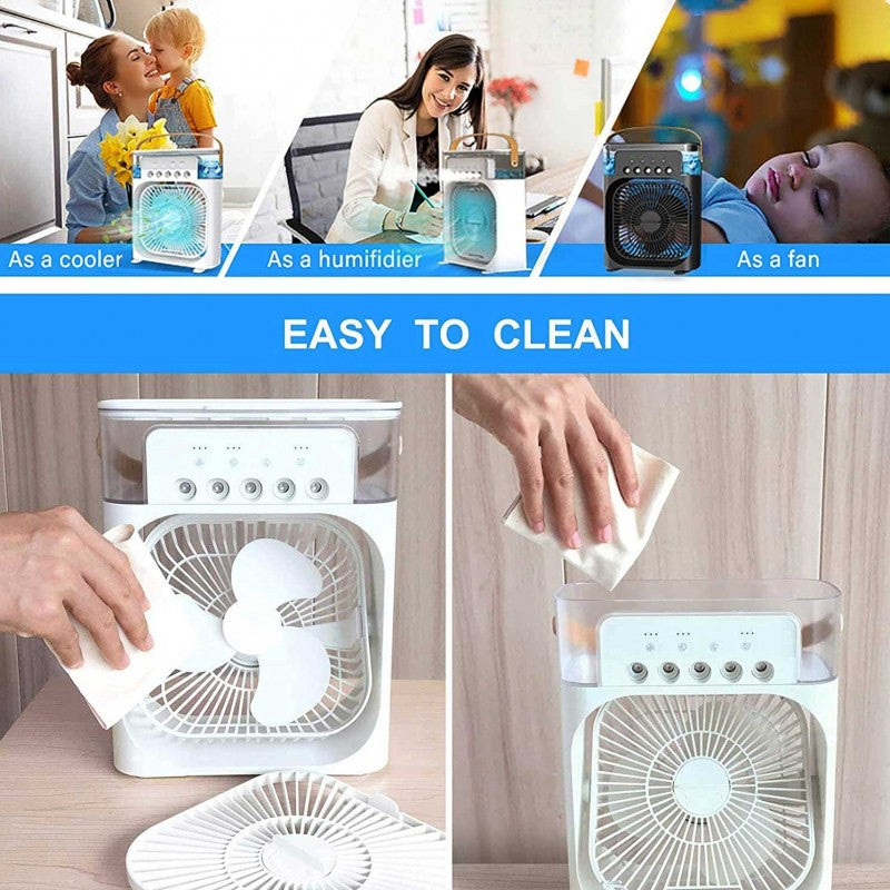 7 رنگوں کی ایل ای ڈی لائٹ کے ساتھ پورٹ ایبل کولنگ فین 