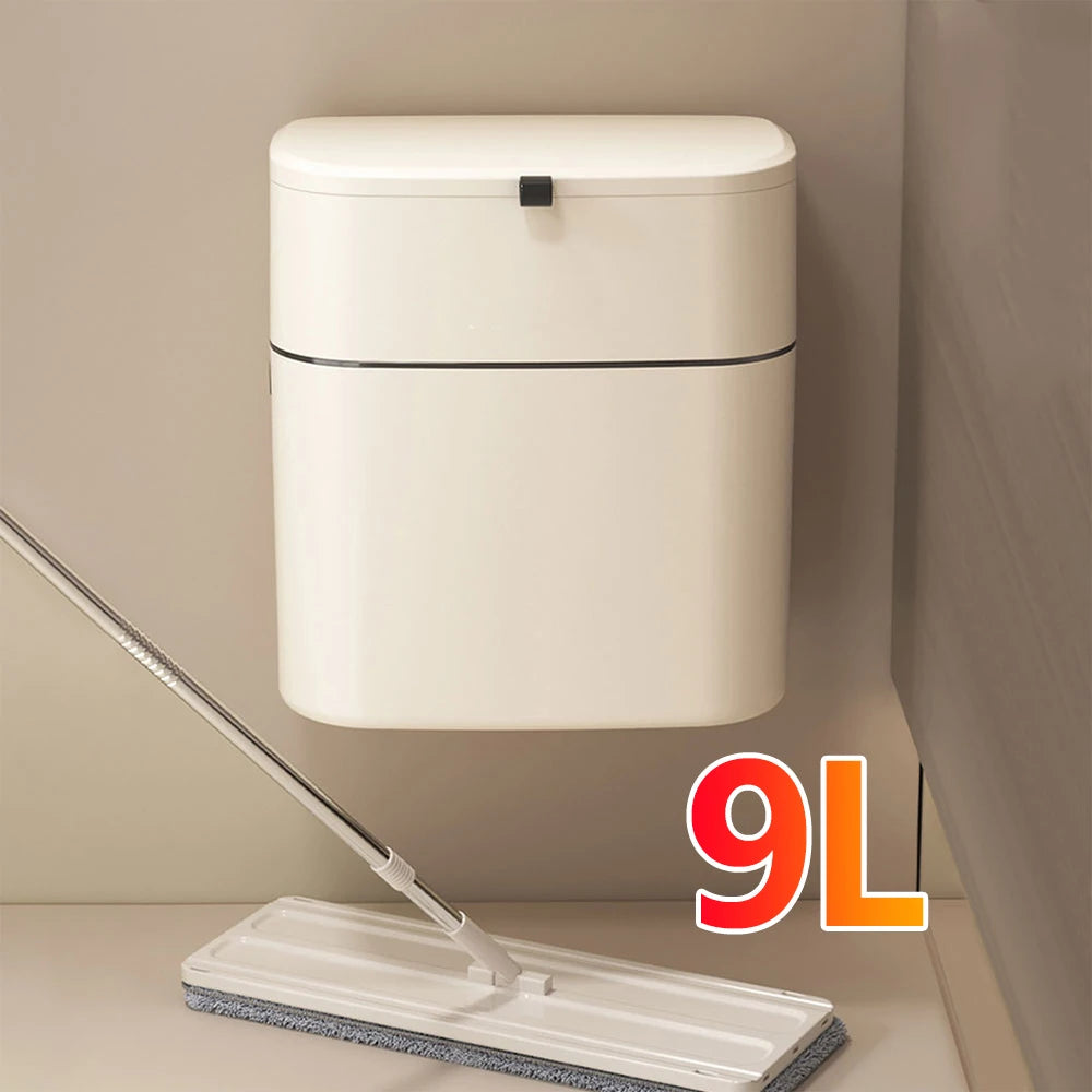 1PC Hanging Trash Can with Lid – Space-Saving & Odor-Sealing Garbage Bin